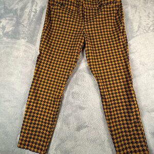 Old Navy Pixie Ankle Pants Houndstooth Gold and Blue Womens Size 12 Stretch